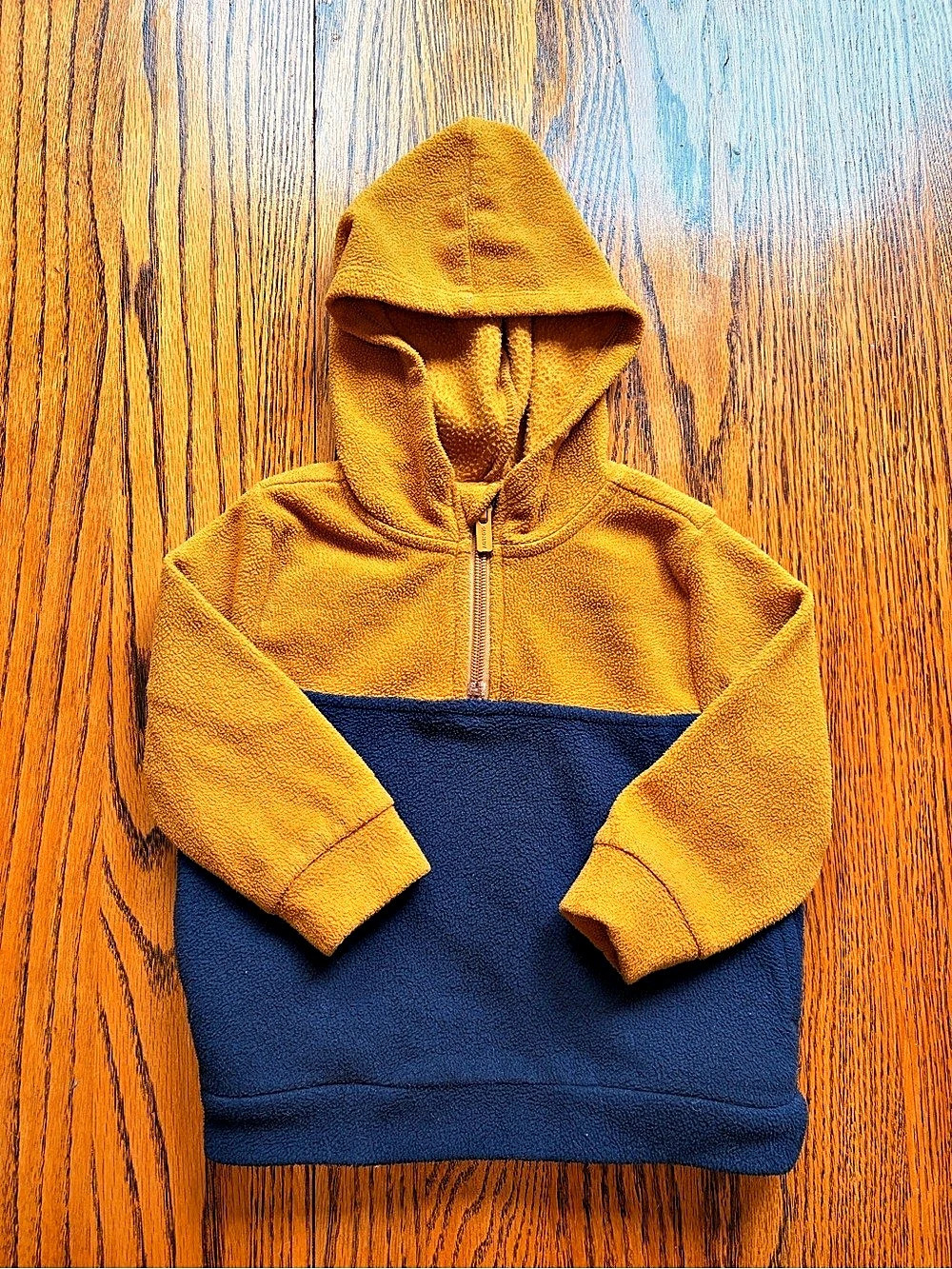 Old Navy Colorblocked Micro-Fleece Half-Zip Hoodie for Toddler Boys Brown & Blue